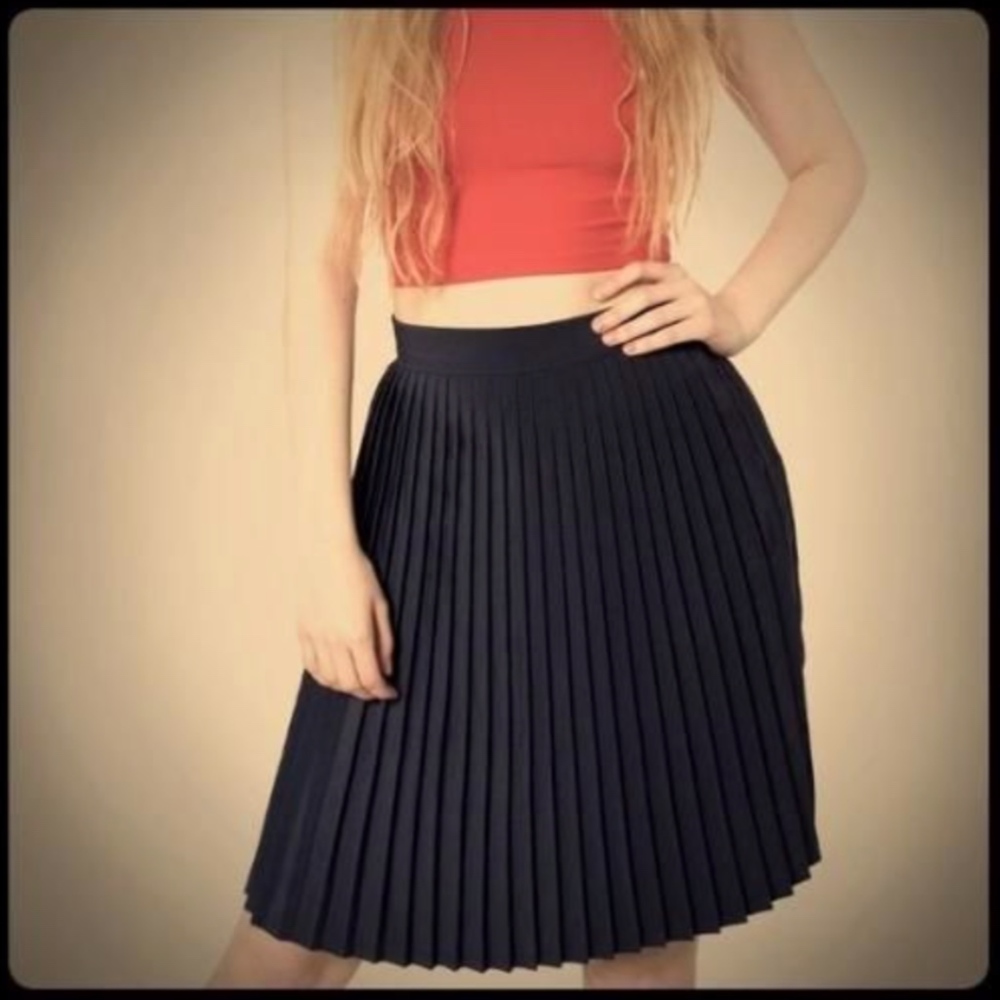 American Apparel pleated black knee skirt